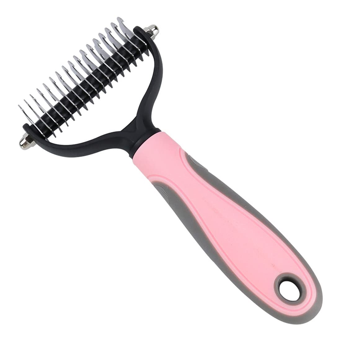 Qpets About Space Pet Grooming Comb, Double Side Dematting and Tangle Removing, Undercoat Rake for Cats & Dogs, Pink/Blue Assorted Color Qpets About Space Pet Grooming Comb, Double Side Dematting and Tangle Removing, Undercoat Rake for Cats & Dogs, Pink/Blue Assorted Color